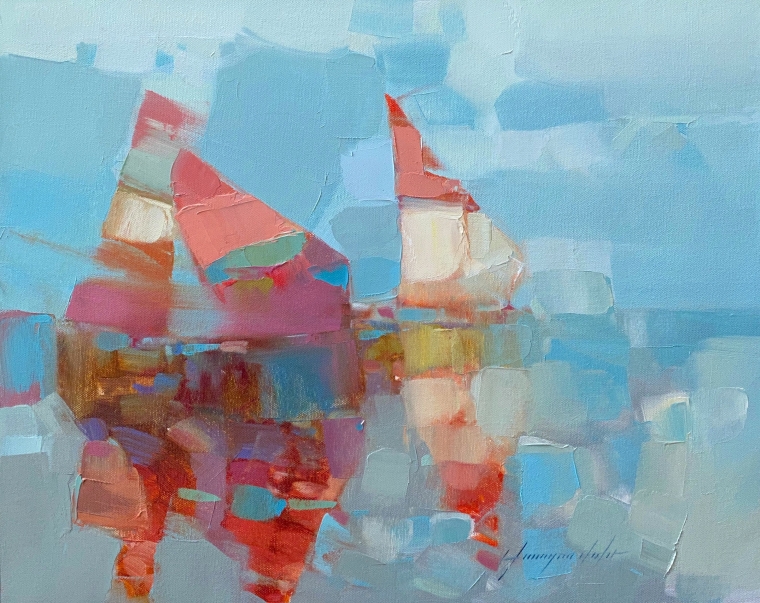 Sail Boats, Original oil Painting, Handmade artwork, One of a Kind            